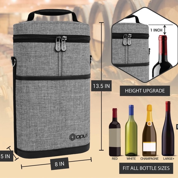 Gray Wine Carrier Bag - Picture 2 of 4